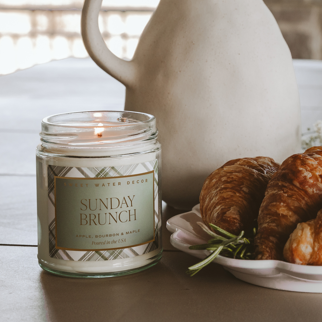 Sunday Brunch Soy Candle - Clear Patterned Jar - 9 oz