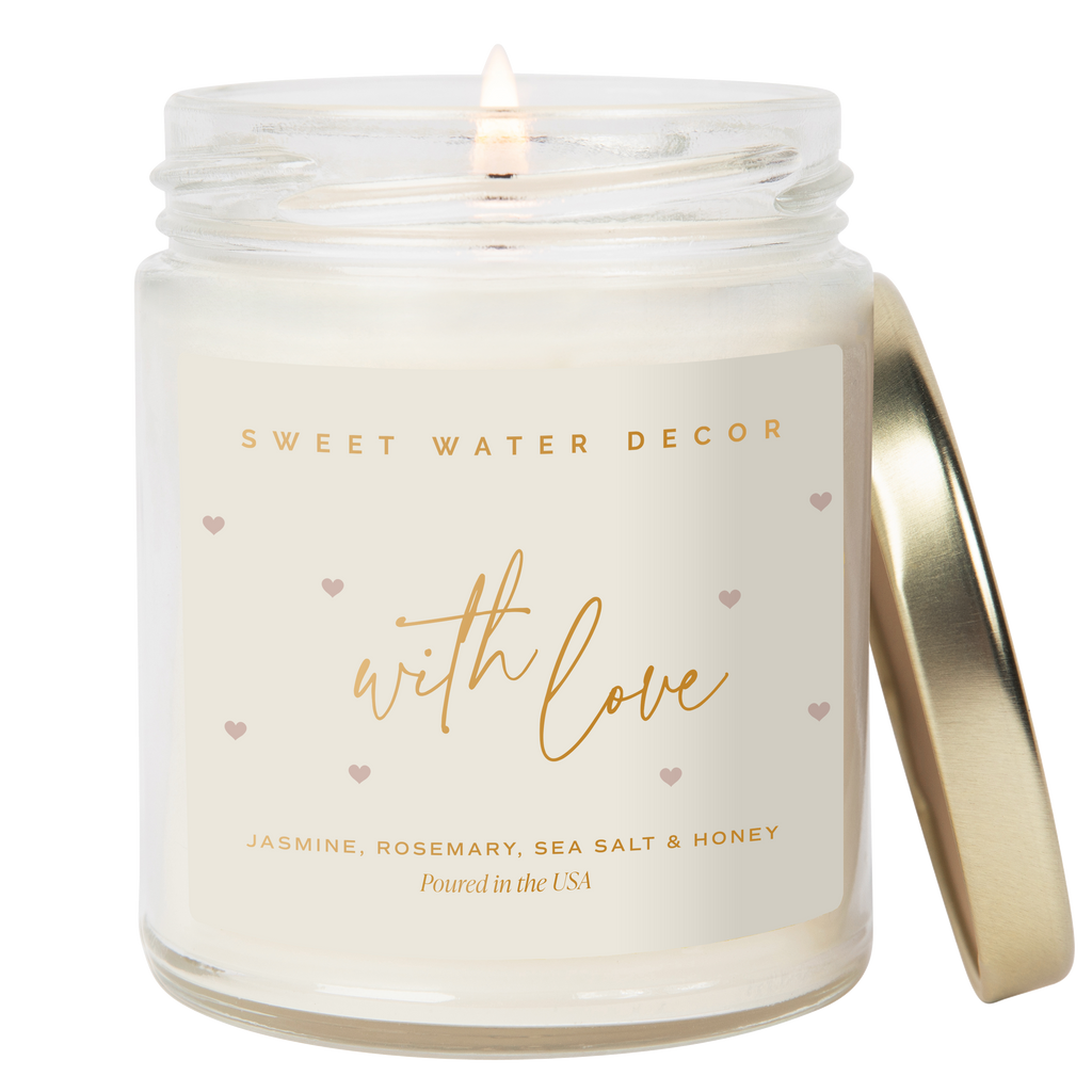 With Love Soy Patterned Candle - Clear Jar - 9 oz