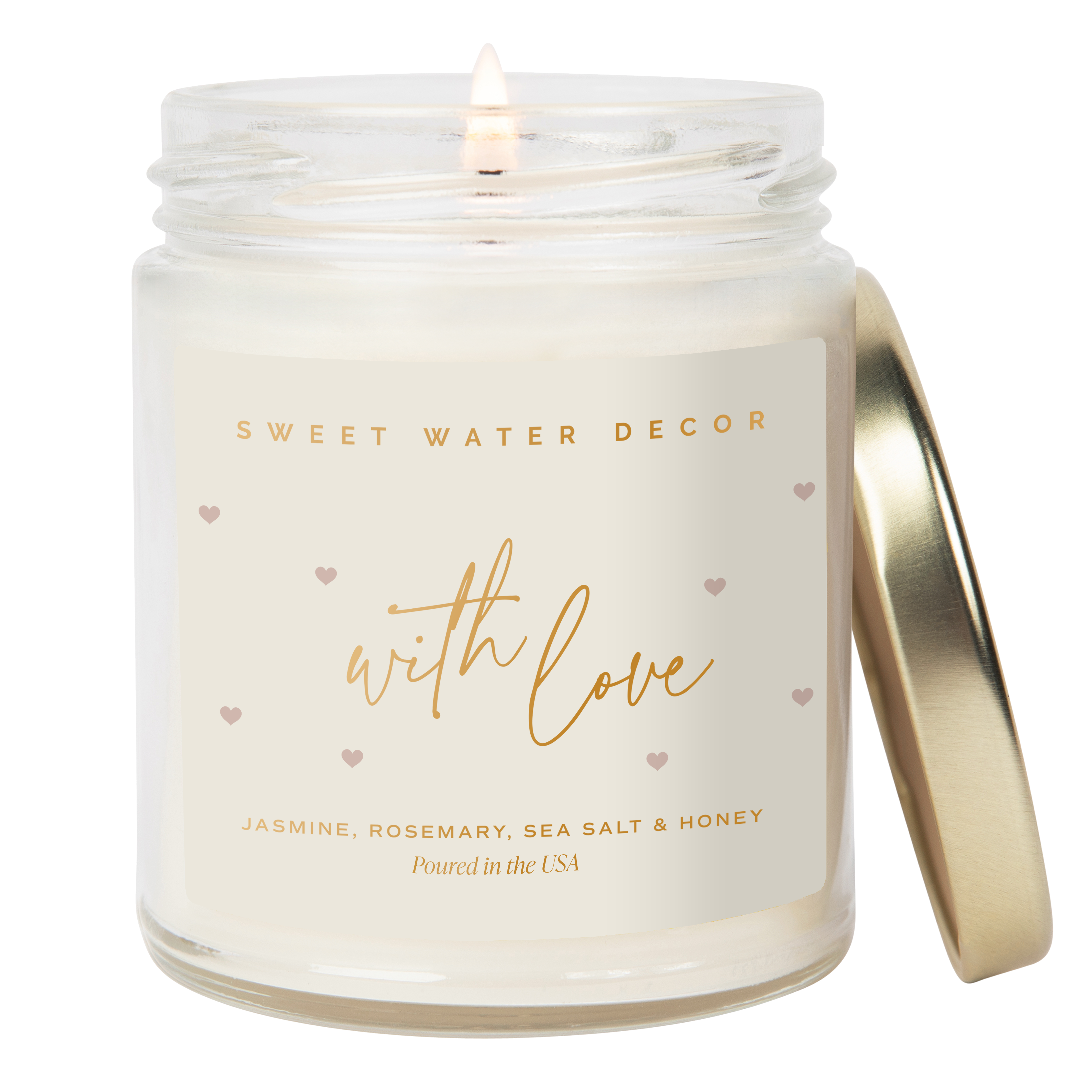 With Love Soy Patterned Candle - Clear Jar - 9 oz