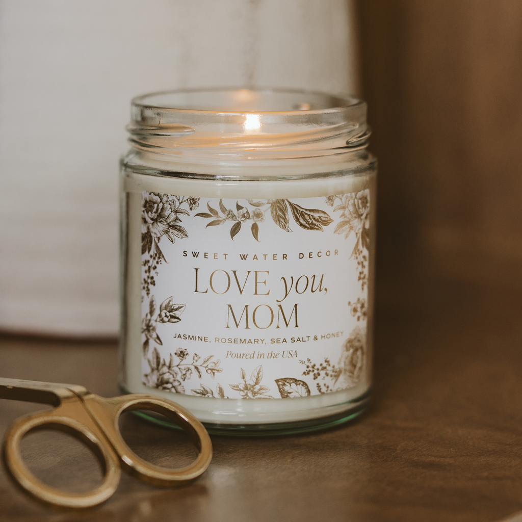 Love You, Mom Soy Candle - Clear Patterned Jar - 9 oz