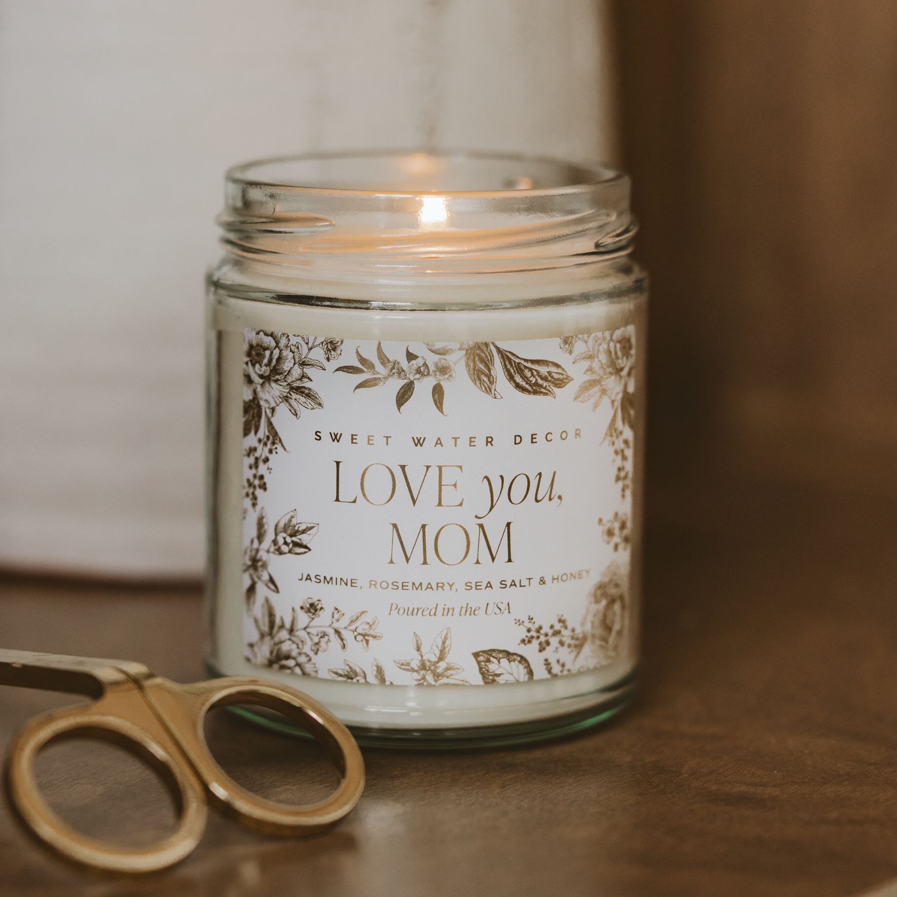 Love You, Mom Soy Candle - Clear Patterned Jar - 9 oz