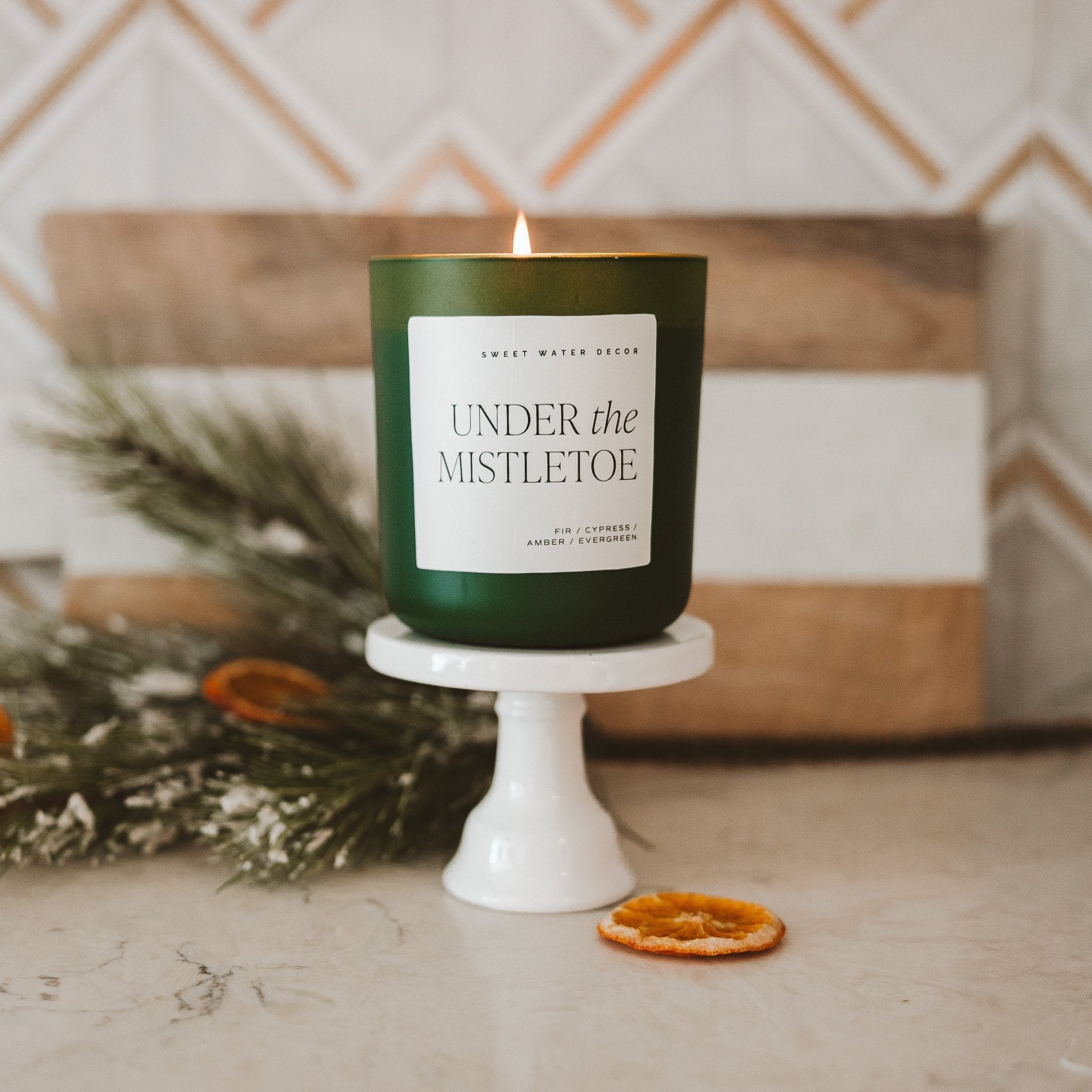 Under the Mistletoe Soy Candle - Green Matte Jar - 15 oz (Fraser Fir)