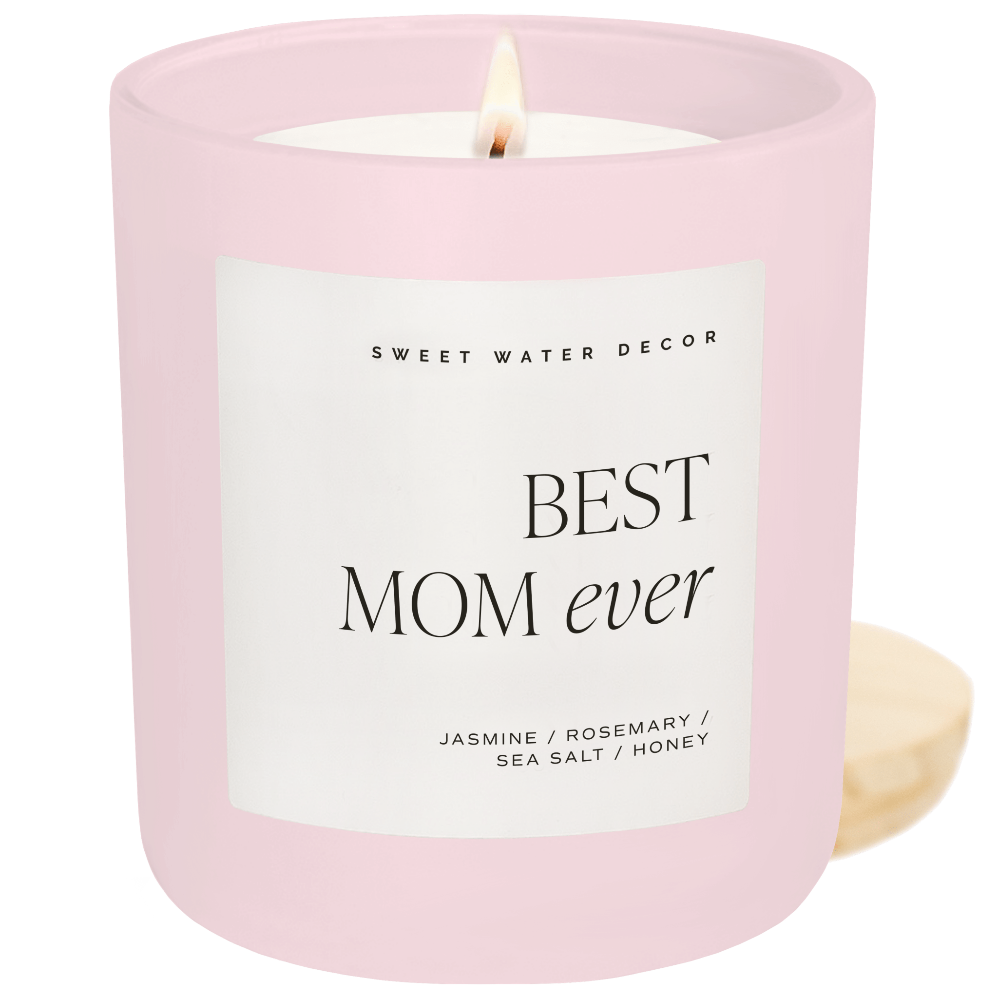 Vela de soja "La mejor mamá del mundo" - Tarro rosa mate - 433 ml (flores silvestres y sal)