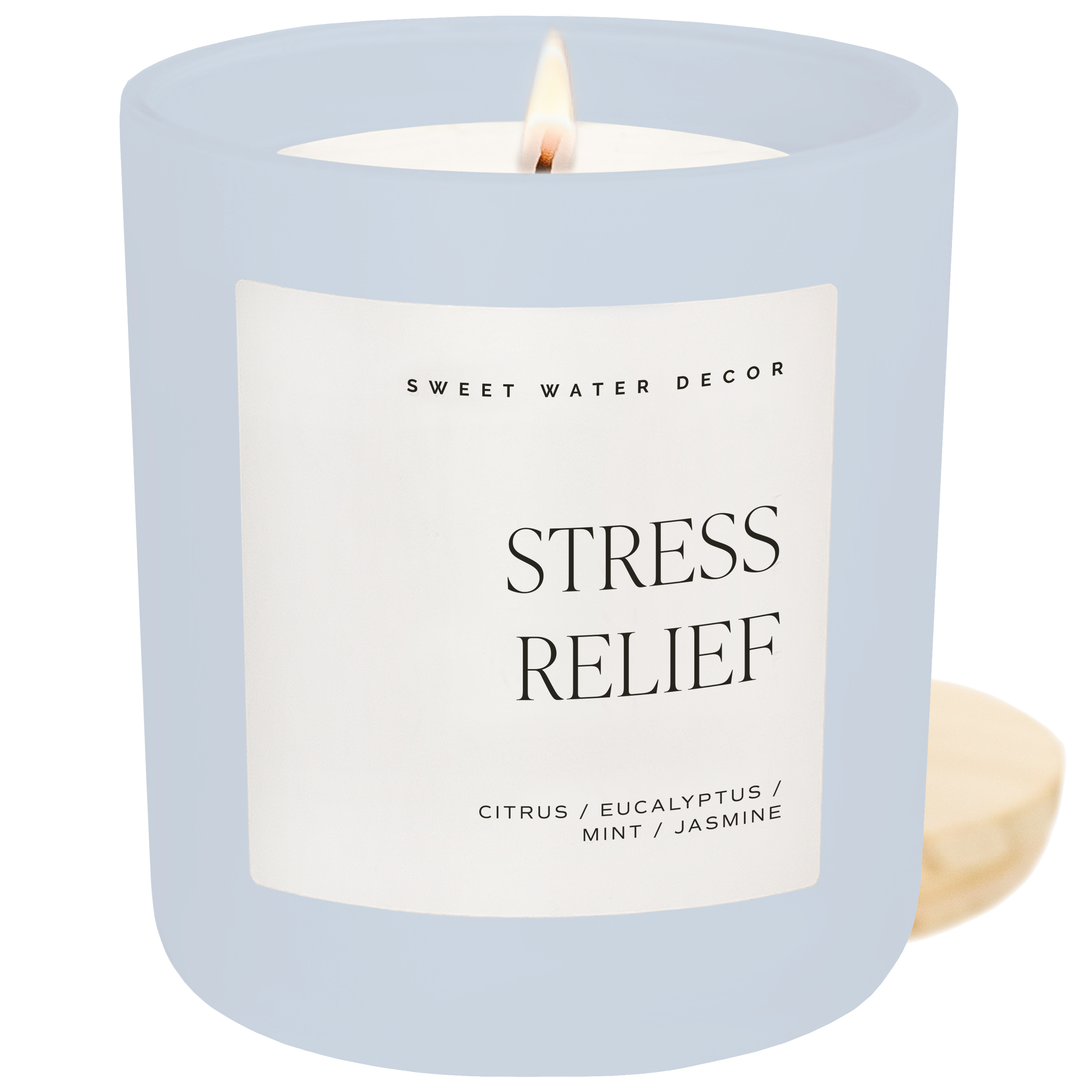 Stress Relief Soy Candle - Blue Matte Jar - 15 oz