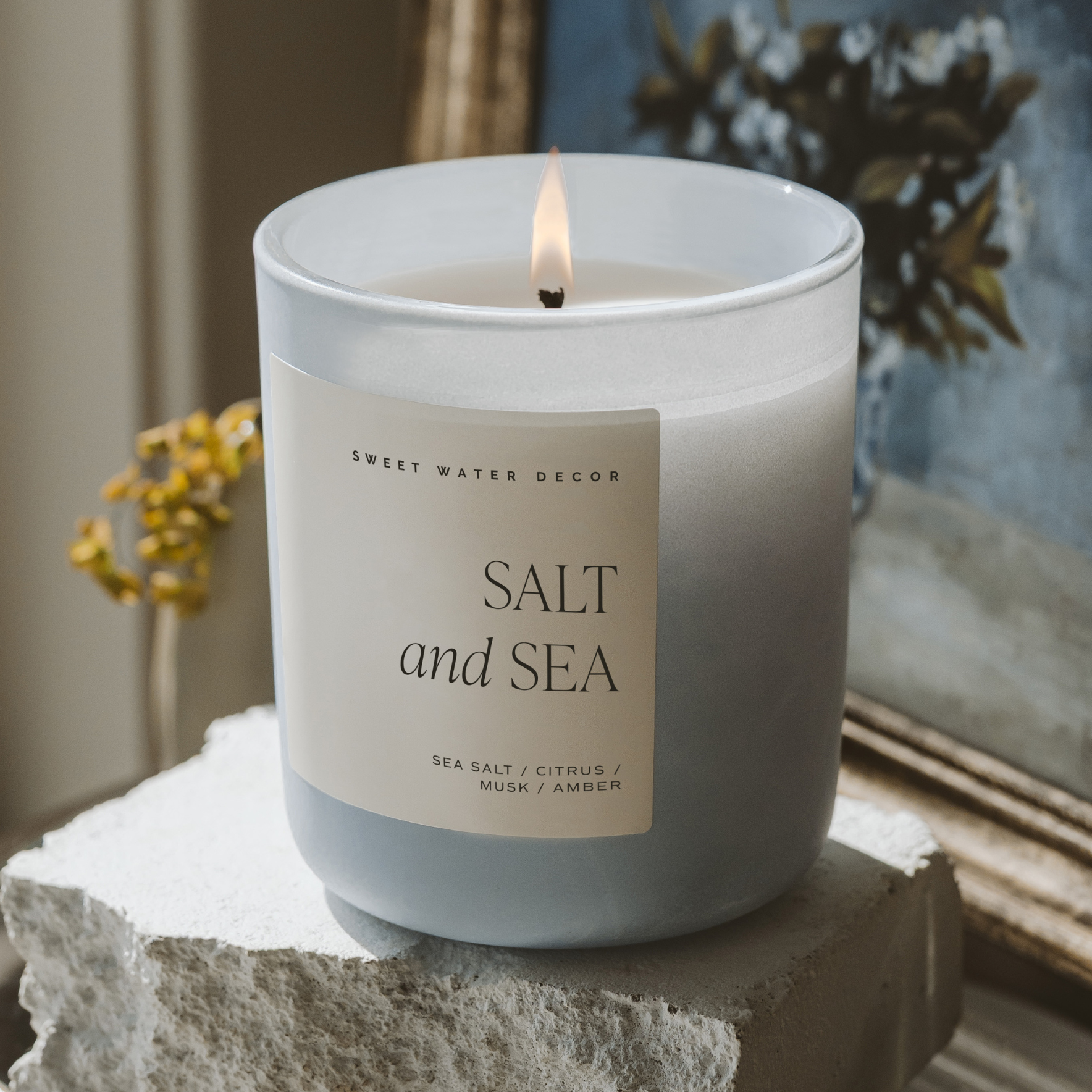 Salt and Sea Soy Candle - Blue Matte Jar - 15 oz
