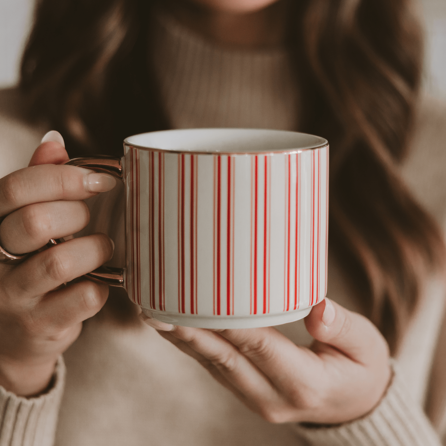 Red Stripe 14oz. Gold Handle Coffee Mug