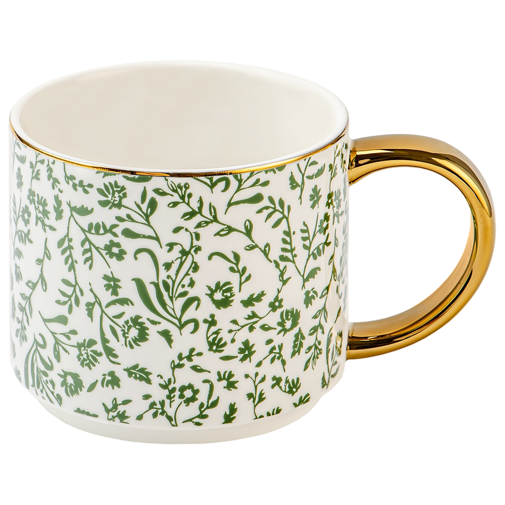 Green Ditsy Floral 14oz. Coffee Mug