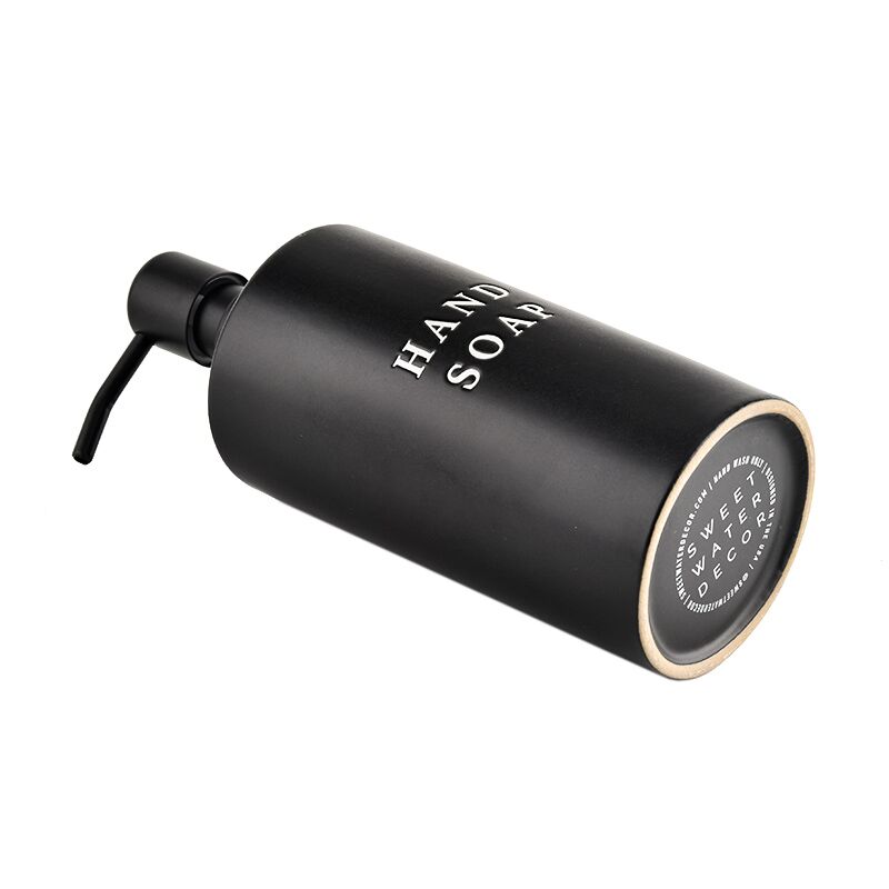 Dispensador de jabón de manos de cerámica negra de 15 oz