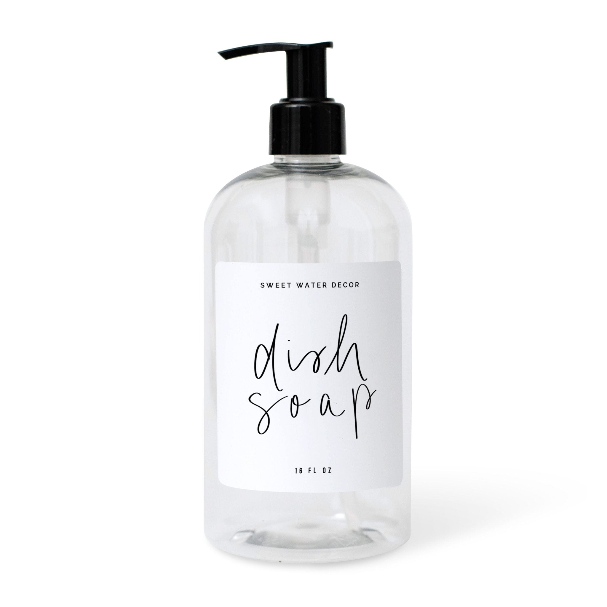 Dispensador de jabón lavavajillas de plástico transparente de 16 oz - Marca blanca