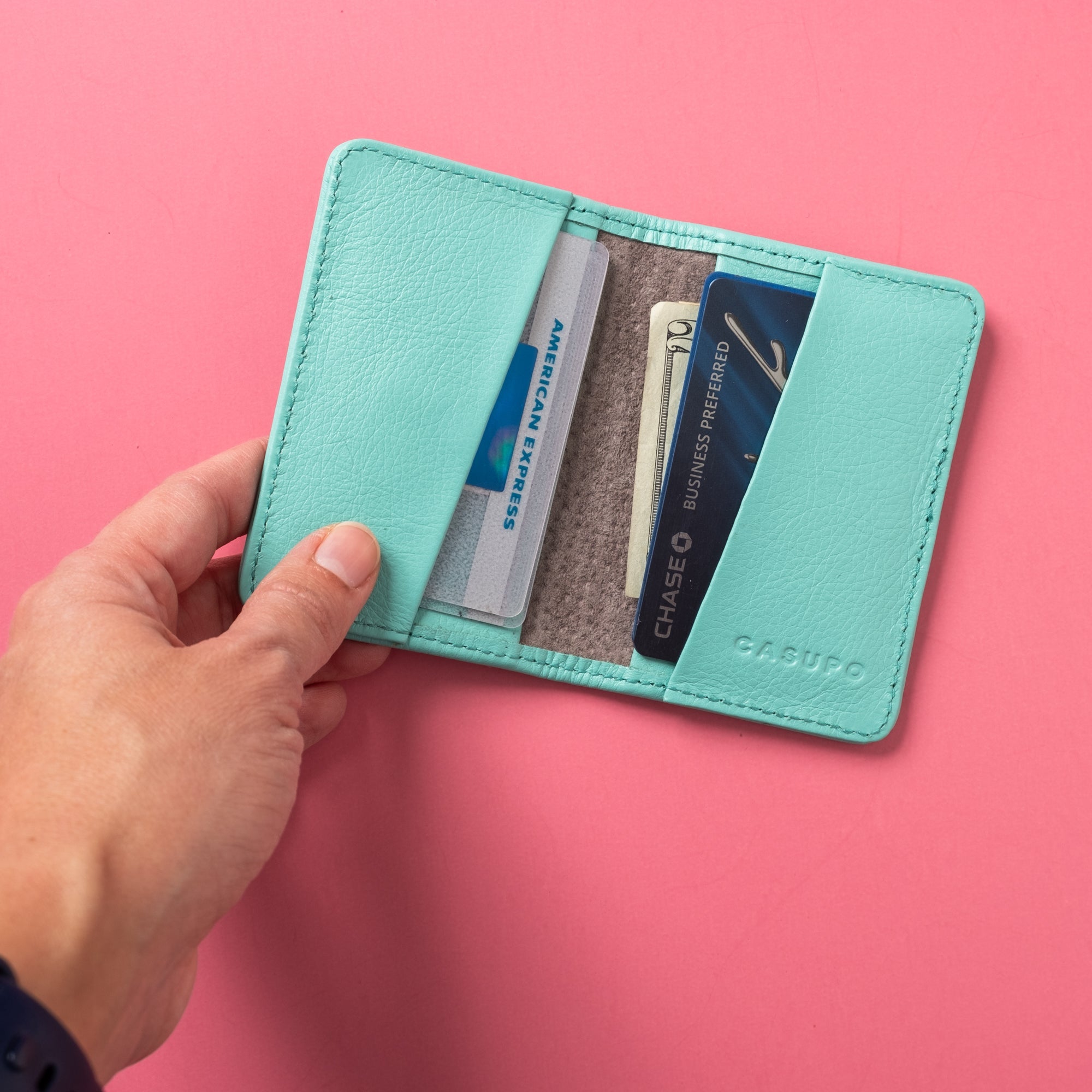 Cartera plegable compacta con protección RFID - Azul bebé