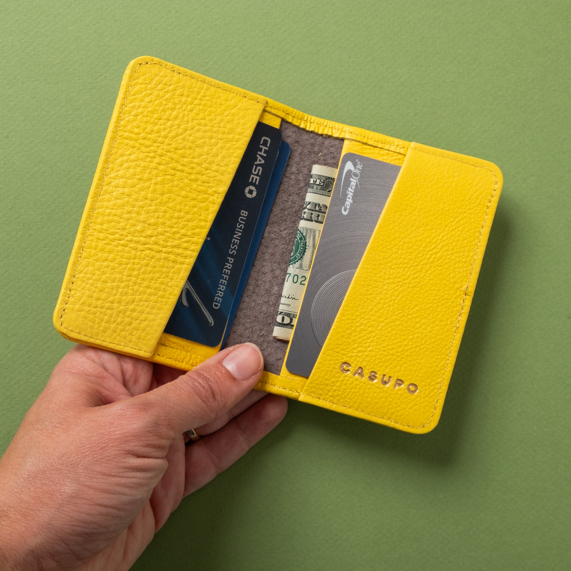 Cartera plegable compacta con protección RFID - Amarillo soleado