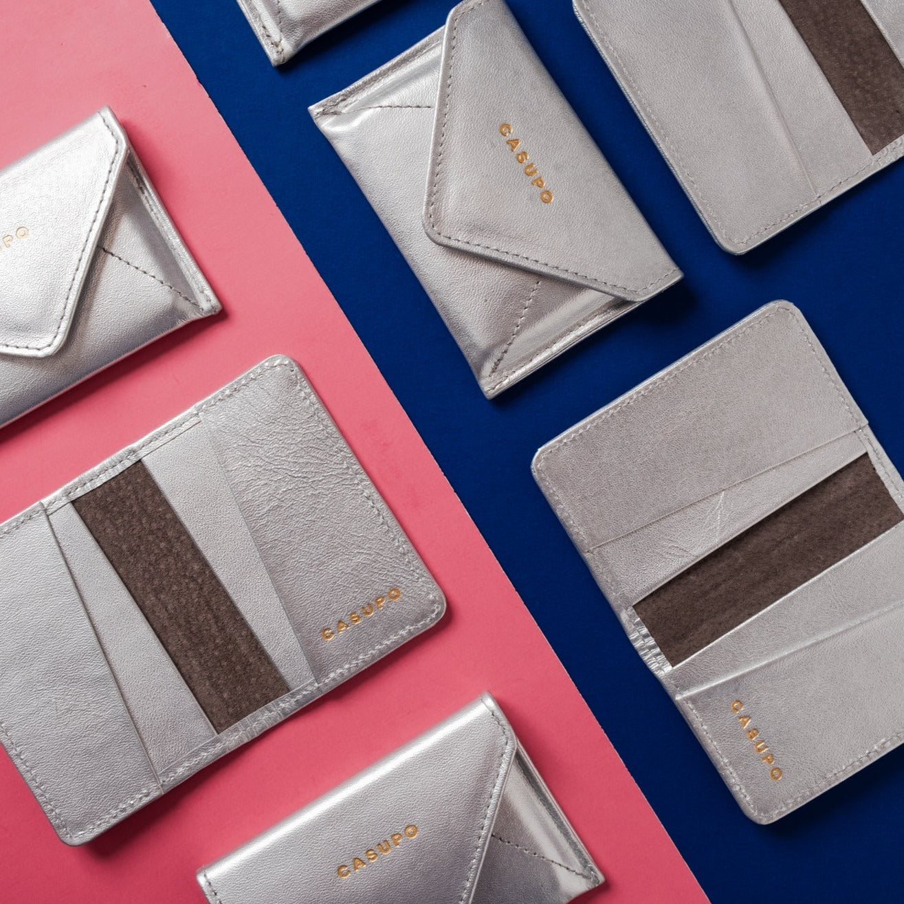 Cartera plegable compacta con protección RFID - Plateada