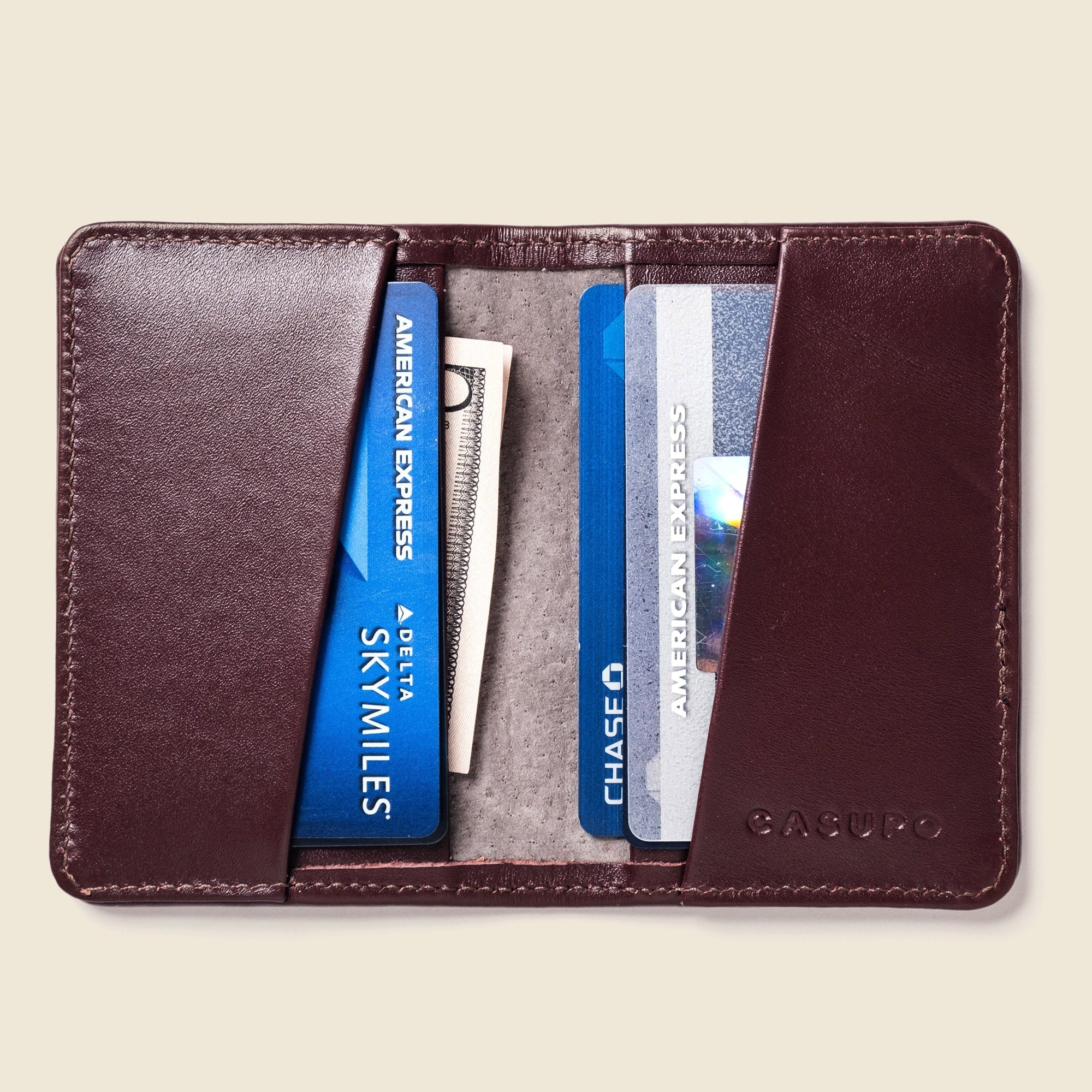 Cartera compacta plegable con protección RFID - Burdeos
