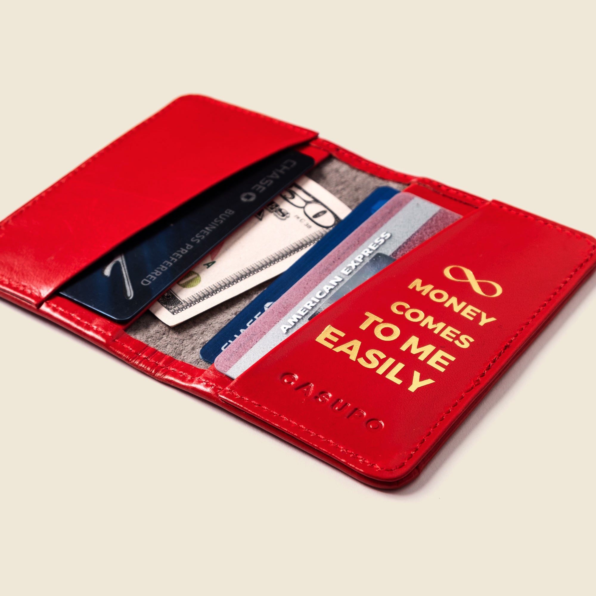 Cartera plegable compacta con protección RFID - Rojo fuego