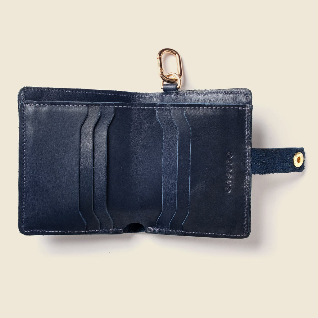 Cartera con cierre a presión y llavero - Azul marino