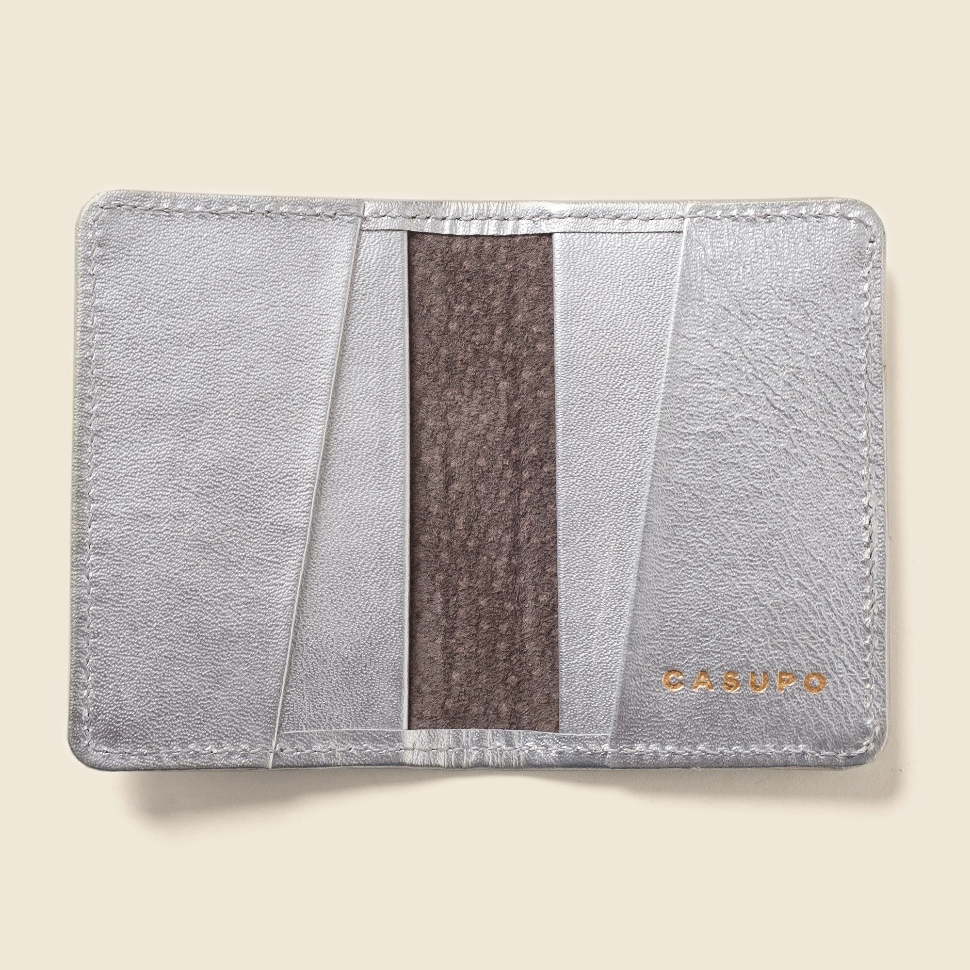 Cartera plegable compacta con protección RFID - Plateada