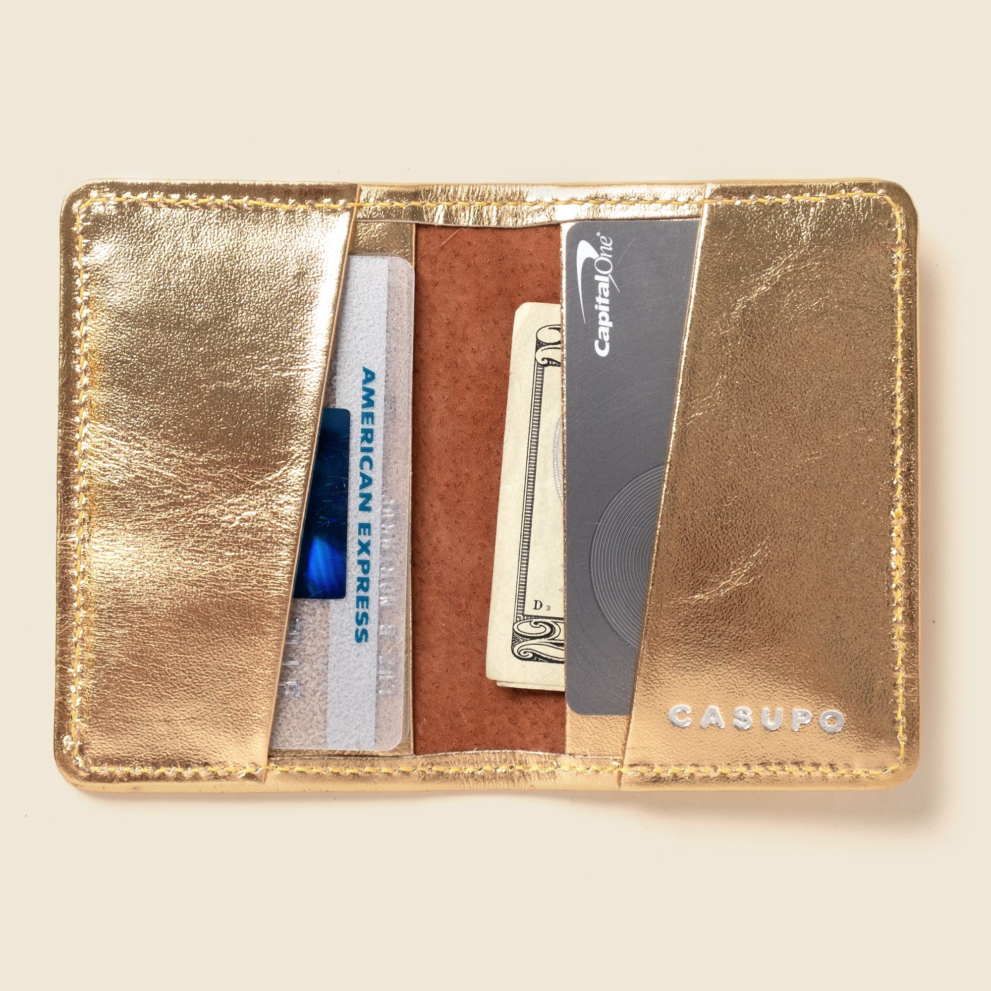 Cartera plegable compacta con protección RFID - Dorada