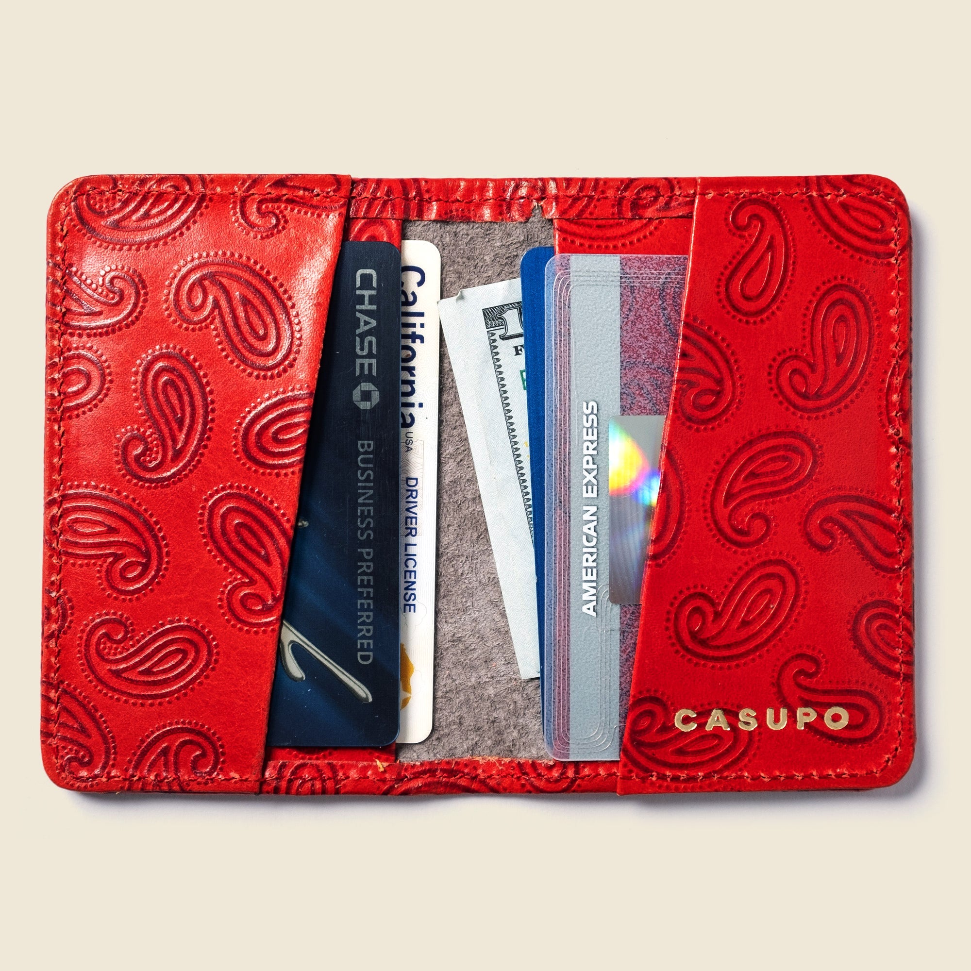 Cartera plegable compacta - Paisley rojo