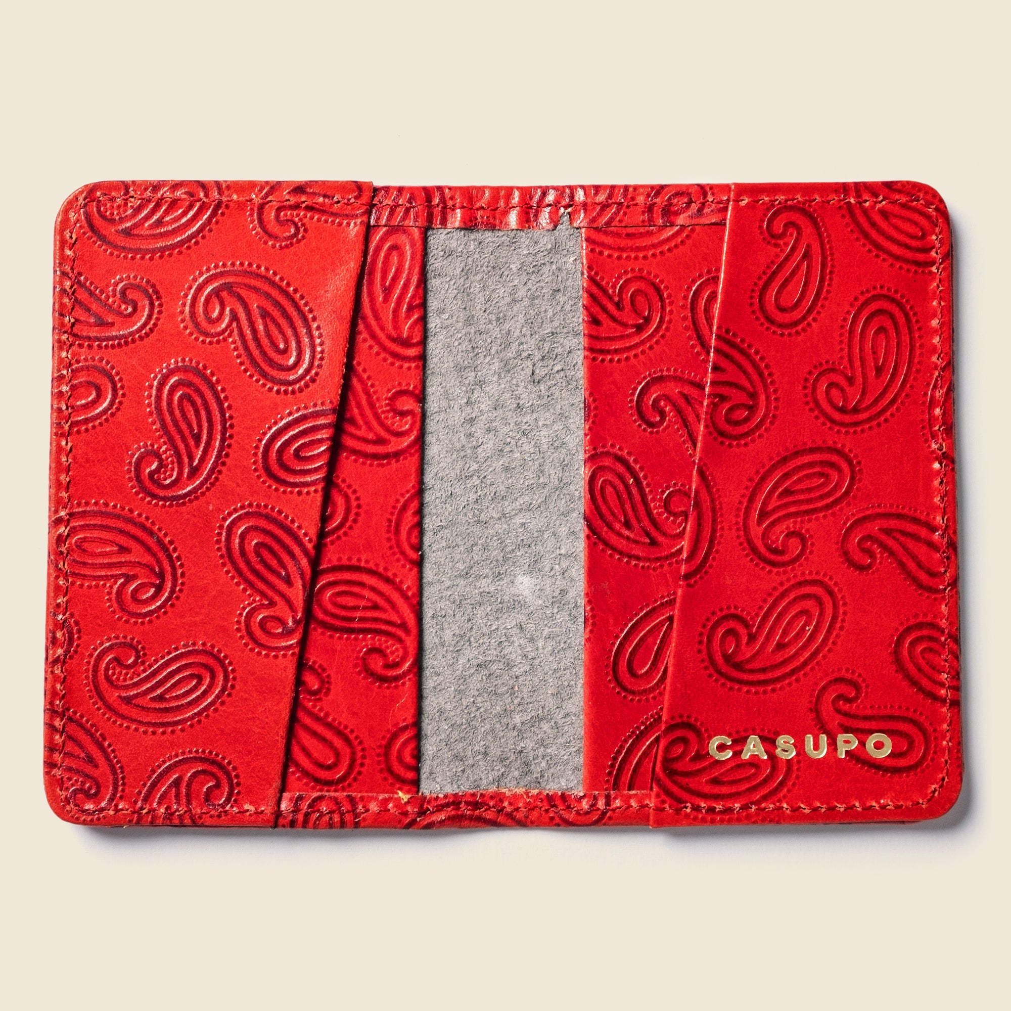 Cartera plegable compacta - Paisley rojo