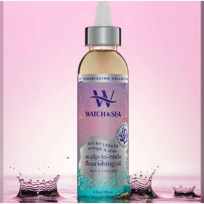 Aceite floreciente para el cuero cabelludo y las puntas Watch &amp; Sea My Length, 113 ml (4 onzas líquidas) - Nuevo