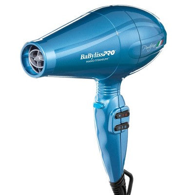 Secador de pelo BaBylissPRO Nano Titanium Portofino de tamaño completo, azul, 2000 W - Caja imperfecta