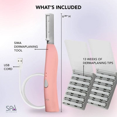 Herramienta de dermaplaning sónico SIMA Deluxe de Spa Sciences para exfoliación y eliminación de vello facial - Imperfect Box