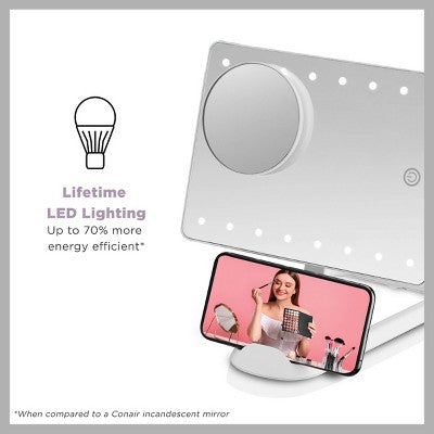 Espejo de maquillaje para redes sociales con iluminación LED Hollywood de Conair, blanco - Imperfect Box