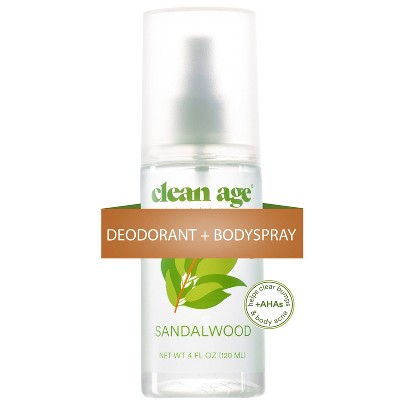 Desodorante y spray corporal Clean Age Sandalwood AHA para adolescentes, 113 ml (4 onzas líquidas) - Nuevo