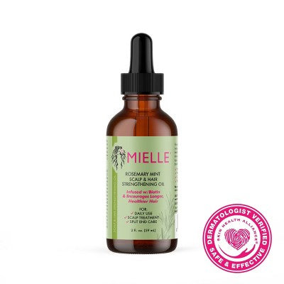 Aceite Mielle Organics de romero y menta para el cuero cabelludo y el cabello, fortalecedor, 56 ml (2 onzas líquidas) - Envase imperfecto