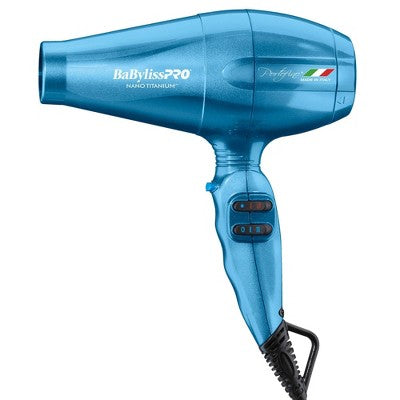 Secador de pelo BaBylissPRO Nano Titanium Portofino de tamaño completo, azul, 2000 W - Caja imperfecta