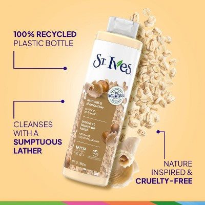Jabón corporal natural vegetal de avena y manteca de karité St. Ives, 677 ml (22 oz líq.) - Envase imperfecto