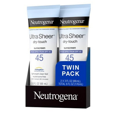 Neutrogena Ultra Sheer Dry-Touch Sunscreen Broad Spectrum SPF 45 6 fl oz /2ct - Imperfect Box