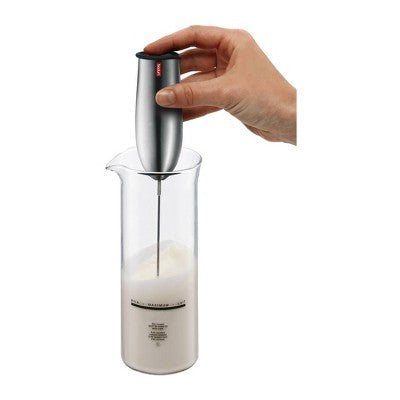 Espumador de leche Bodum Schiuma de acero inoxidable: Espumador de café portátil, a pilas, plateado - Caja imperfecta