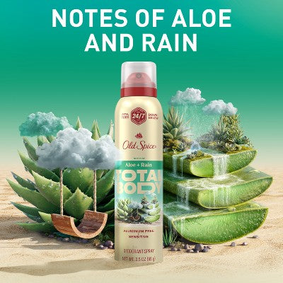 Old Spice Whole Body Deodorant Spray Aloe and Rain 3.5oz - Imperfect Container
