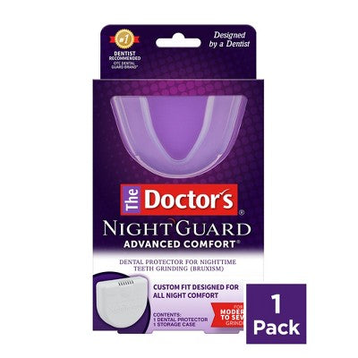 Protector bucal nocturno Advanced Comfort de The Doctors para el bruxismo nocturno (1 unidad) con estuche - Caja imperfecta