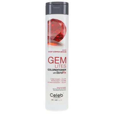 Acondicionador de color Celeb Luxury Gem Lites con BondFix Amber Deep Copper Brown 8.25 oz - Nuevo