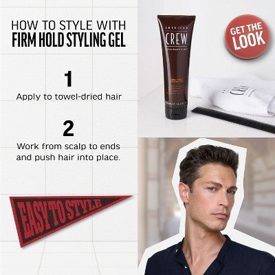 Gel para peinar el cabello American Crew para hombre, fijación firme y sin descamación, 237 ml (8.4 oz) - Envase imperfecto