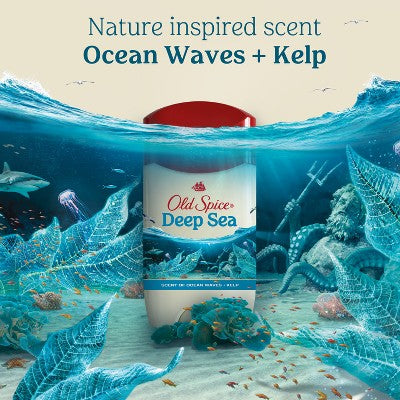 Antitranspirante y desodorante sólido Old Spice Deep Sea para hombre, aroma mineral marino, 2.6 oz (paquete de 2) - Nuevo