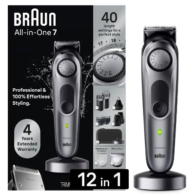 Recortadora de barba, cuerpo y cabello Braun Series 7 AiO7440 recargable 12 en 1 - Caja imperfecta