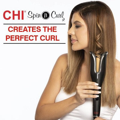 Rizador de pelo giratorio de cerámica CHI Spin &amp; Curl color negro ónix - Imperfect Box