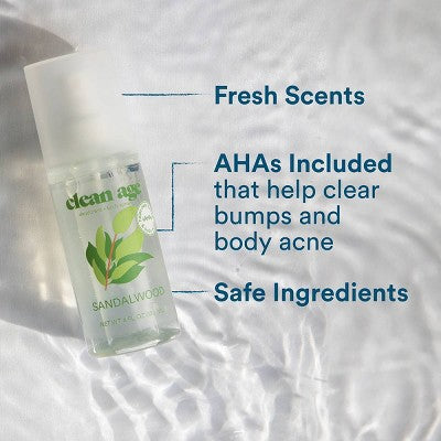 Desodorante y spray corporal Clean Age Sandalwood AHA para adolescentes, 113 ml (4 onzas líquidas) - Nuevo