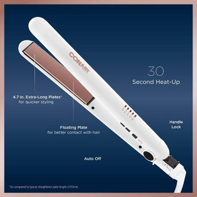 Plancha de pelo de cerámica doble Conair blanca de 1" - Caja imperfecta