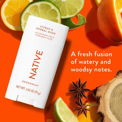 Native Solid Deodorant for Men & Women Citrus & Herbal Musk 2.65oz - New
