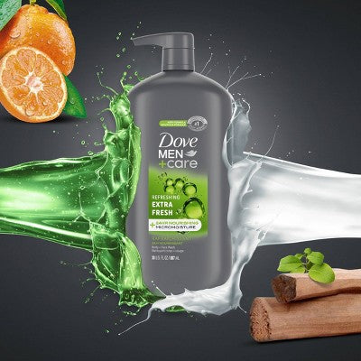 Dove Men+Care Extra Fresh Refreshing Body &amp; Face Wash Bomba 30 fl oz - Envase imperfecto