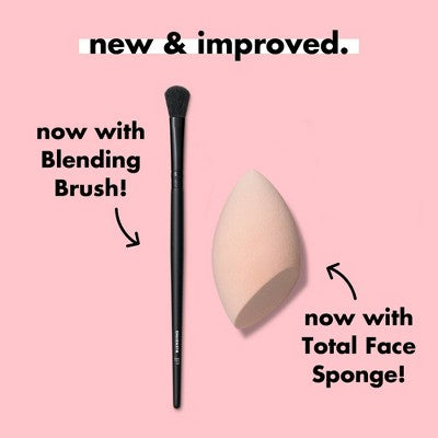 Juego de brochas de maquillaje de ojos y rostro completo de Elf con estuche de viaje (12 piezas) - Imperfect Box