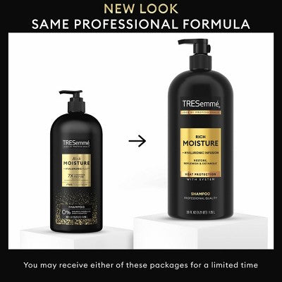Champú hidratante Tresemmé Rich Moisture con dosificador para cabello seco, 1 litro y medio (envase imperfecto)