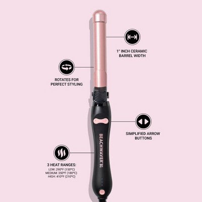 Rizador giratorio BEACHWAVER Co. B1, color rosa medianoche, 1 pulgada - Caja imperfecta
