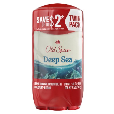 Antitranspirante y desodorante sólido Old Spice Deep Sea para hombre, aroma mineral marino, 2.6 oz (paquete de 2) - Nuevo