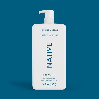 Jabón corporal Native con sal marina y cedro, 1 litro, envase imperfecto