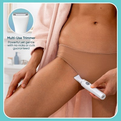 Afeitadora facial inalámbrica recargable en seco y húmedo Conair Girlbomb con recortador de nariz, orejas, cejas y línea del bikini (juego de 6 piezas) - Caja imperfecta